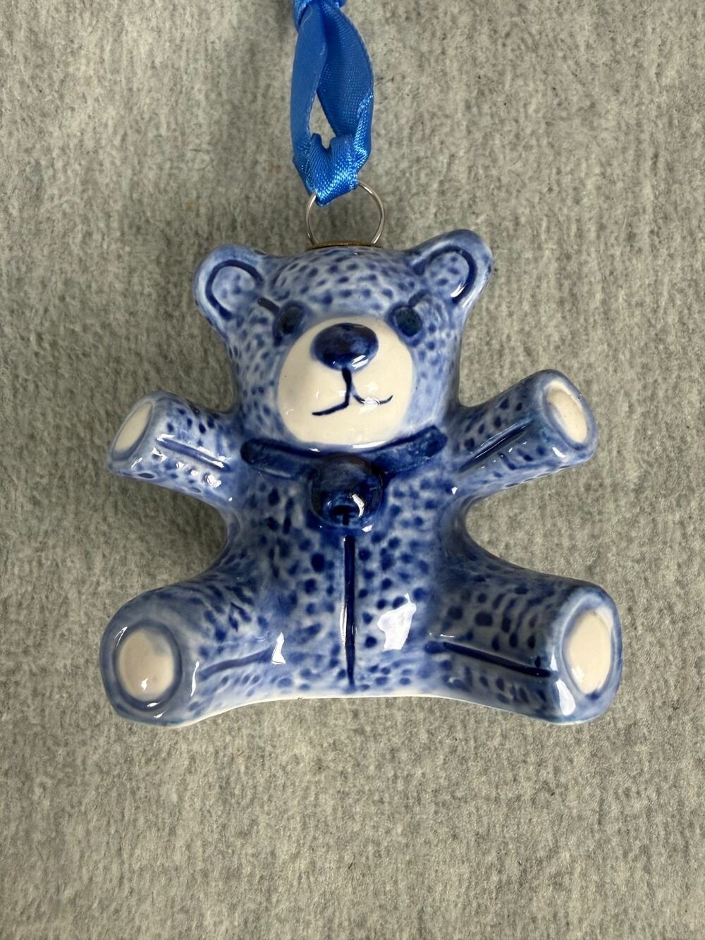 Delft Blue Teddy Bear Christmas Holiday Ornament Figurine Holland 2007